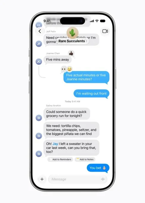 Messages' one-tap suggestions