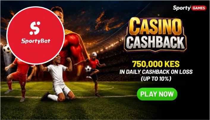 SportyBet Casino Cashback promotion offering 10% back on eligible daily losses.