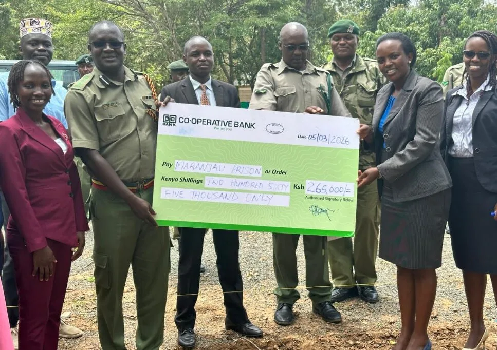 Murang’a Prison receives Ksh 265,000 from Co-op Bank for facility improvements and indigenous tree planting initiative.