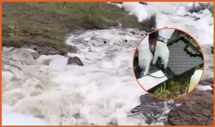 KWS, NEMA and other agencies collect water samples in Mlolongo following reports of suspected chemical discharge affecting Athi Dam and Nairobi National Park water systems.