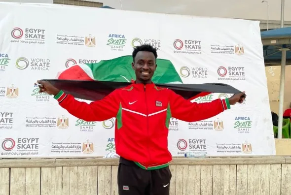 Kenyan freestyle skater Kevin Kiarie wins gold at the African Skating Championships in Cairo, extending his growing run of international success across the continent.
